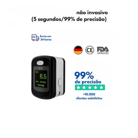 8 benefícios em 1  Monitor sanguíneo sem picada GlucoFit