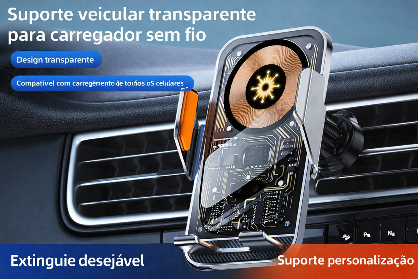 Carregador Sem Fio para Carro | 2 EM 1