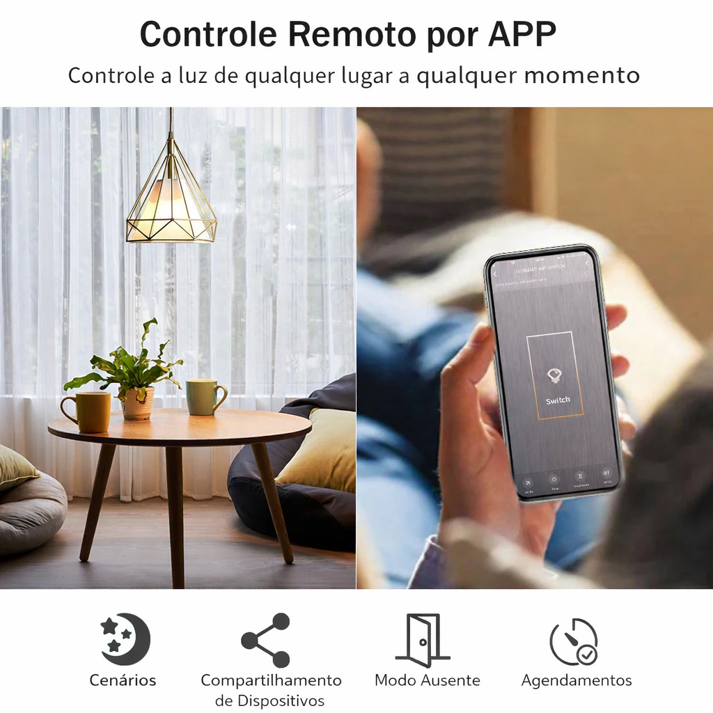 Interruptor Wifi Inteligente 4x2 Tuya Alexa e Google assistent