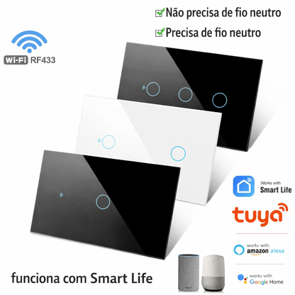 Interruptor Wifi Inteligente 4x2 Tuya Alexa e Google assistent
