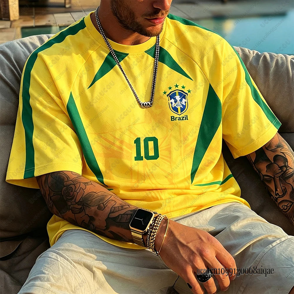 Camiseta Futebol Brasil Estilo Retrô