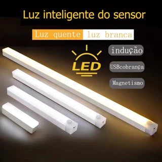 Luminária LED Barra com Sensor de Movimento - Recarregável e Fácil Instalação 4 em 1